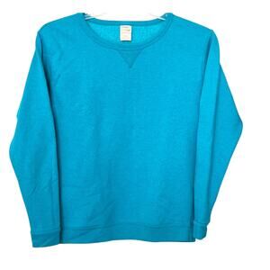 HANES ECOSMART CREW V-NOTCH LONG SLV SWEATSHIRT, WOMENS, M, BOLD BLUE HEATHER